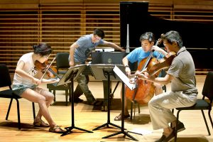 Artists rehearsing for the Gamper Festival of Contemporary Music