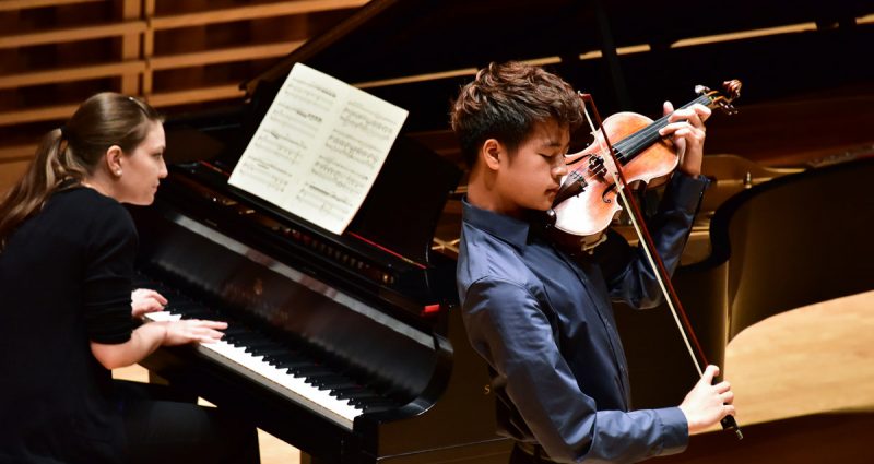 Young artists performing at an afternoon concert at Bowdoin Music Festival