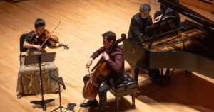 Ayano, Amir, and Tao performing Smetana.